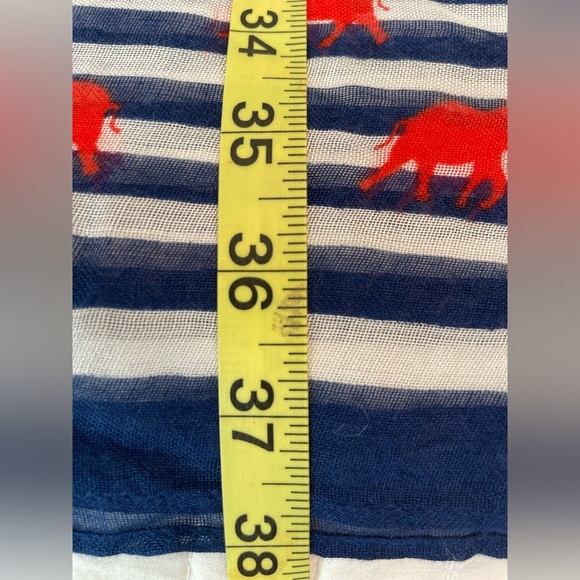 Stella & Dot Palm Springs Scarf Navy White Stripes Red ELEPHANTS Boho Nautical - Picture 12 of 13